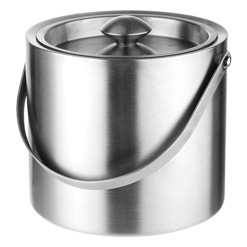 Cubo de hielo portátil de acero inoxidable Barra de hotel KTV champán Cubo de cerveza con tapa fría cubo de hielo distribución LOGO