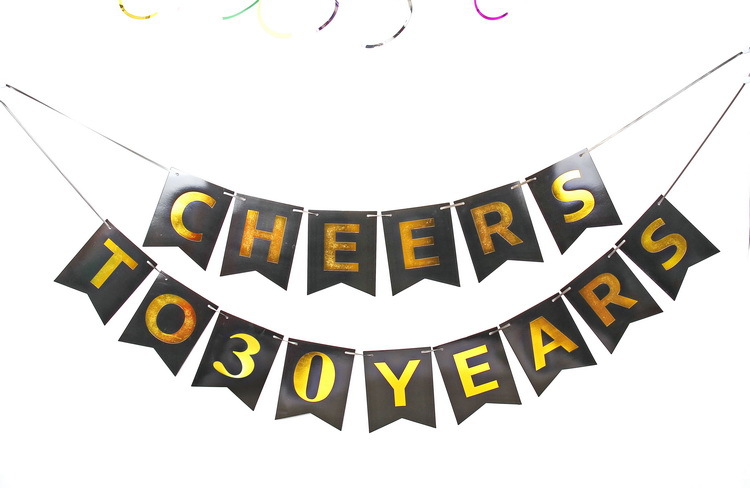 CHEERS TO 30 YEARS Banner Party Anniversary Decoration
