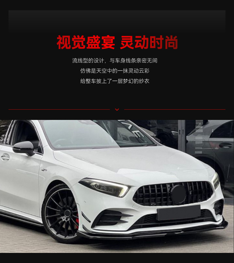 Suitable for 2018-2022 Mercedes-Benz A-Class W177 A180 A200 A35 Amg Front Lip Front Shovel Surround Modification Parts