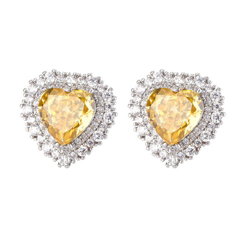 2024 nueva joyería Zhuang Shengsheng, fondo de cobre chapado en oro, diamante de alto carbono, flor de hielo, traje de temperamento cortado, piedra principal 8*8