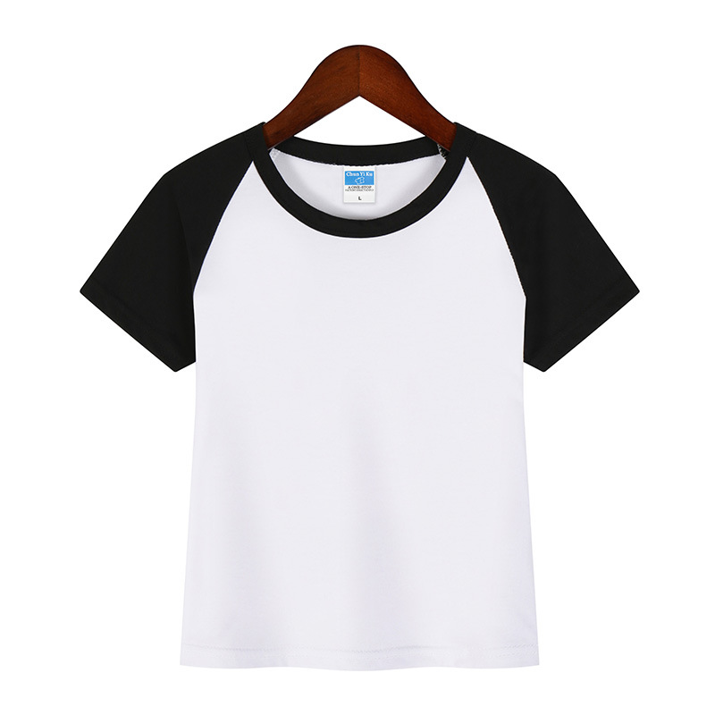 Padres-hijos ropa deportiva de color colchón hombro camiseta publicitaria de cuello redondo de manga corta personalizada uniformes de graduación de niños camiseta de algodón personalizada