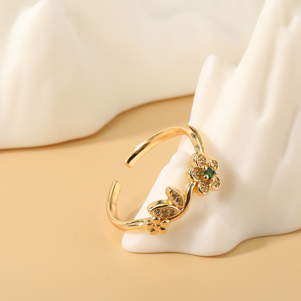 Simple Style Round Copper Inlay Rhinestones Open Ring 1 Piece