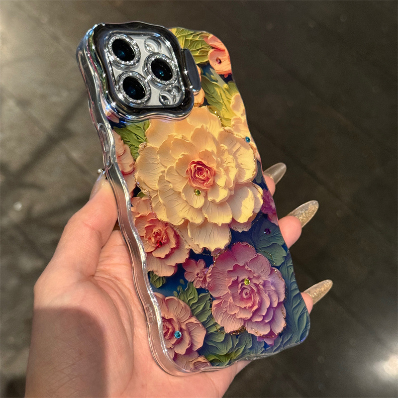 Blu-ray Point Diamond Flower 16ProMax Soporte de lente iphone15 para Apple 14 funda para teléfono móvil 13 hembra 15PM