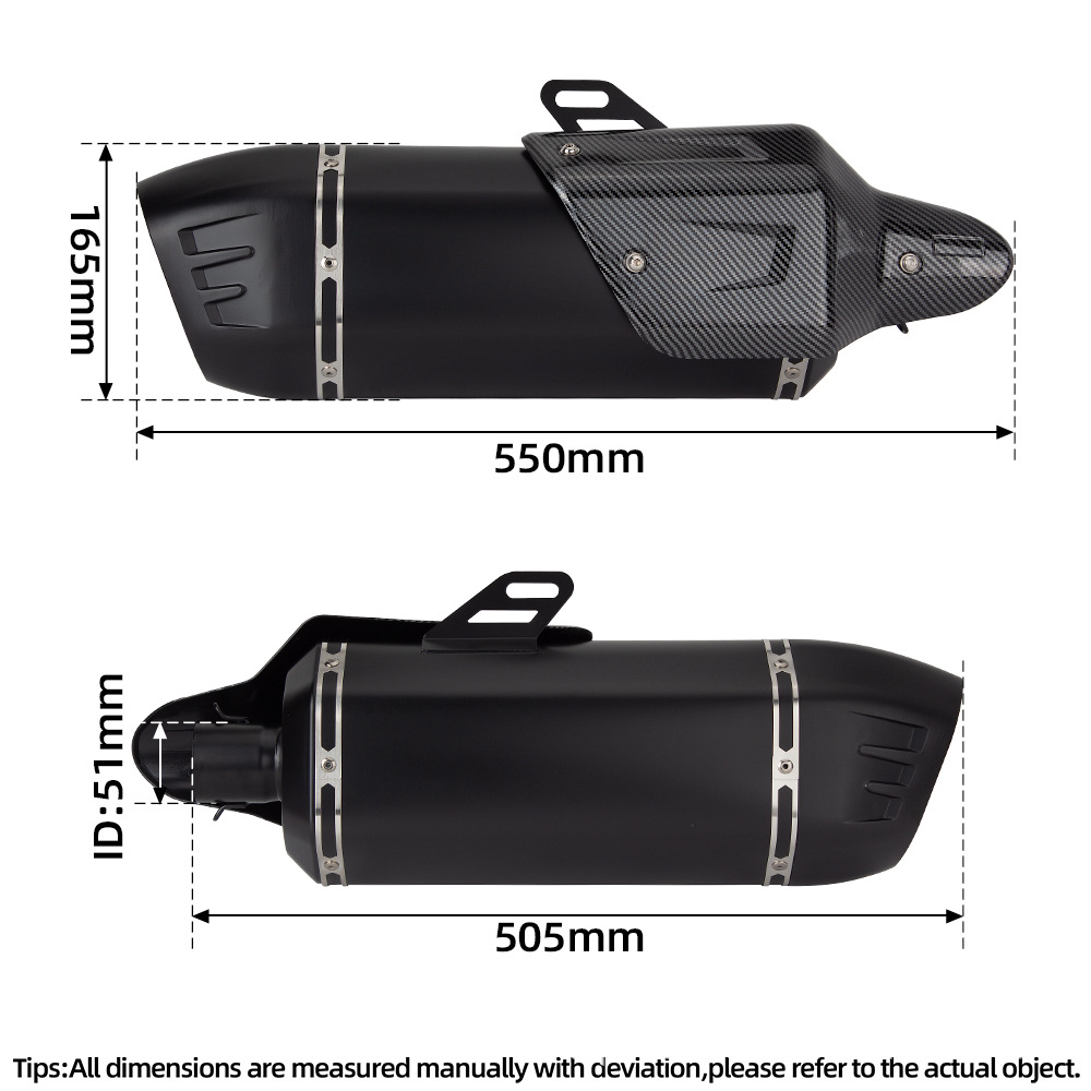 Universal Motorcycle Exhaust Pipe Modification Ninja400 R6 Cbr500 S7 Full Carbon Fiber Large Displacement Tailpipe