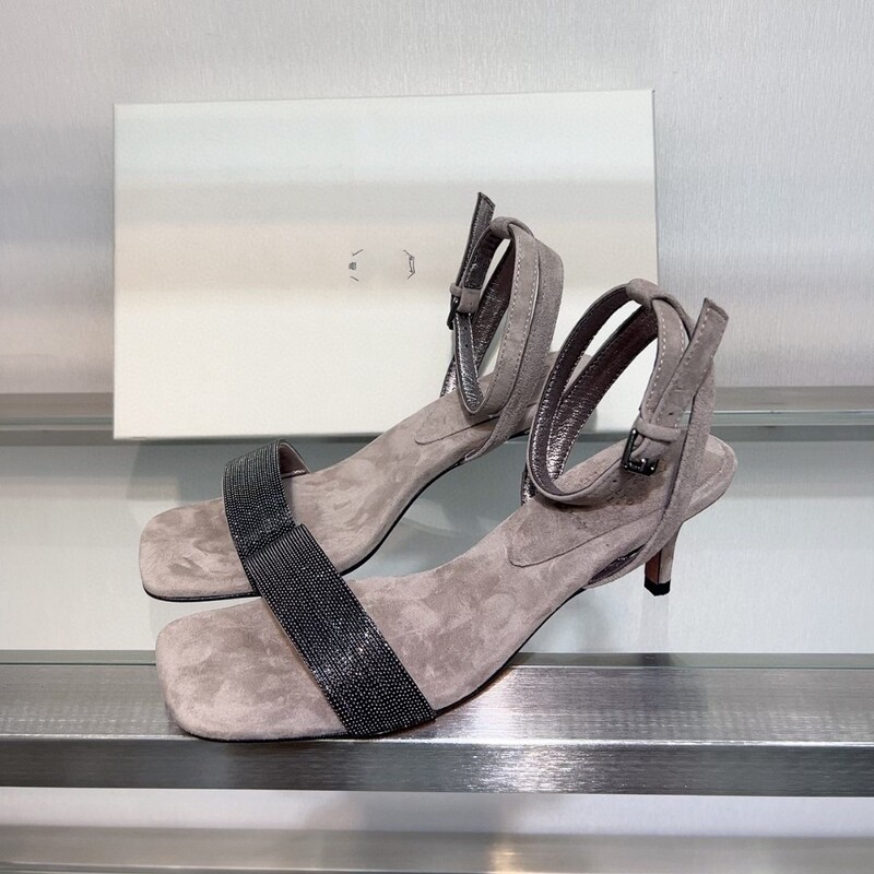The original single Italian high-grade steel diamond sandals niche all-match one-word buckle with square toe open-toed high-heeled shoes for export The original single Italian high-grade steel diamond sandals niche all-match one-word buckle with square toe open-toed high-heeled shoes for export