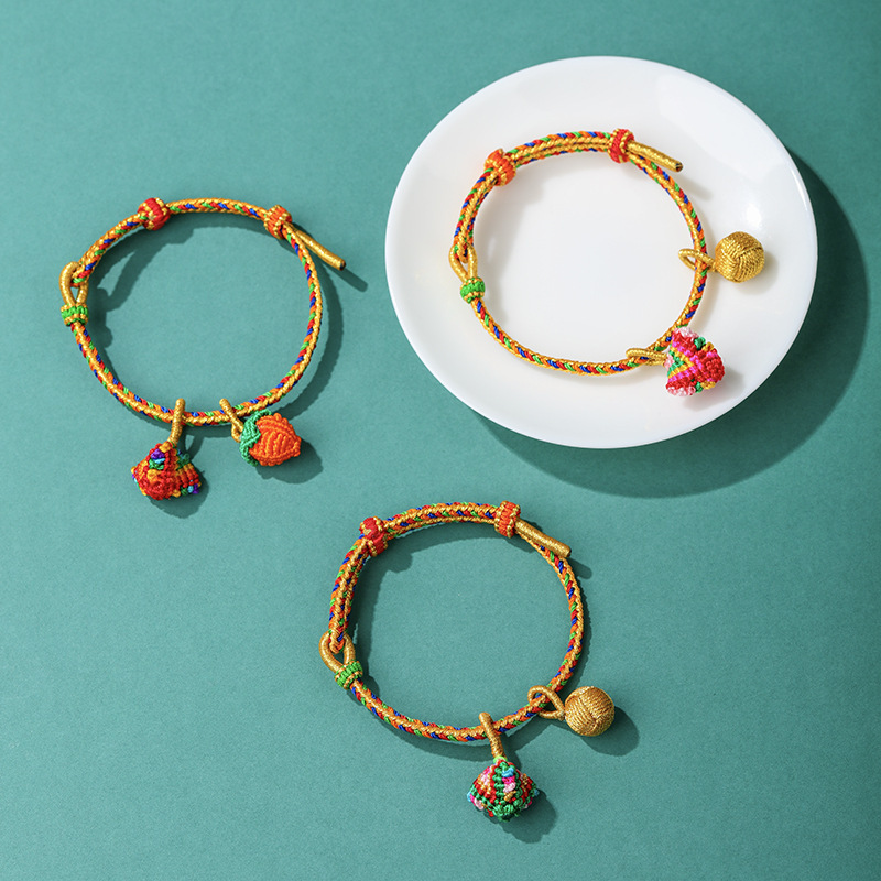 Dragon Boat Festival Colorful Rope Bracelet Hand-woven Small Zongzi Hand Rope Peanut Hydrangea Colorful Line Hand Rope Dragon Boat Festival Gift