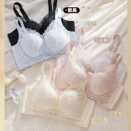 婷婷502#尾货洞洞杯蕾丝文胸36-40薄B杯聚拢舒适调整四排扣内衣批