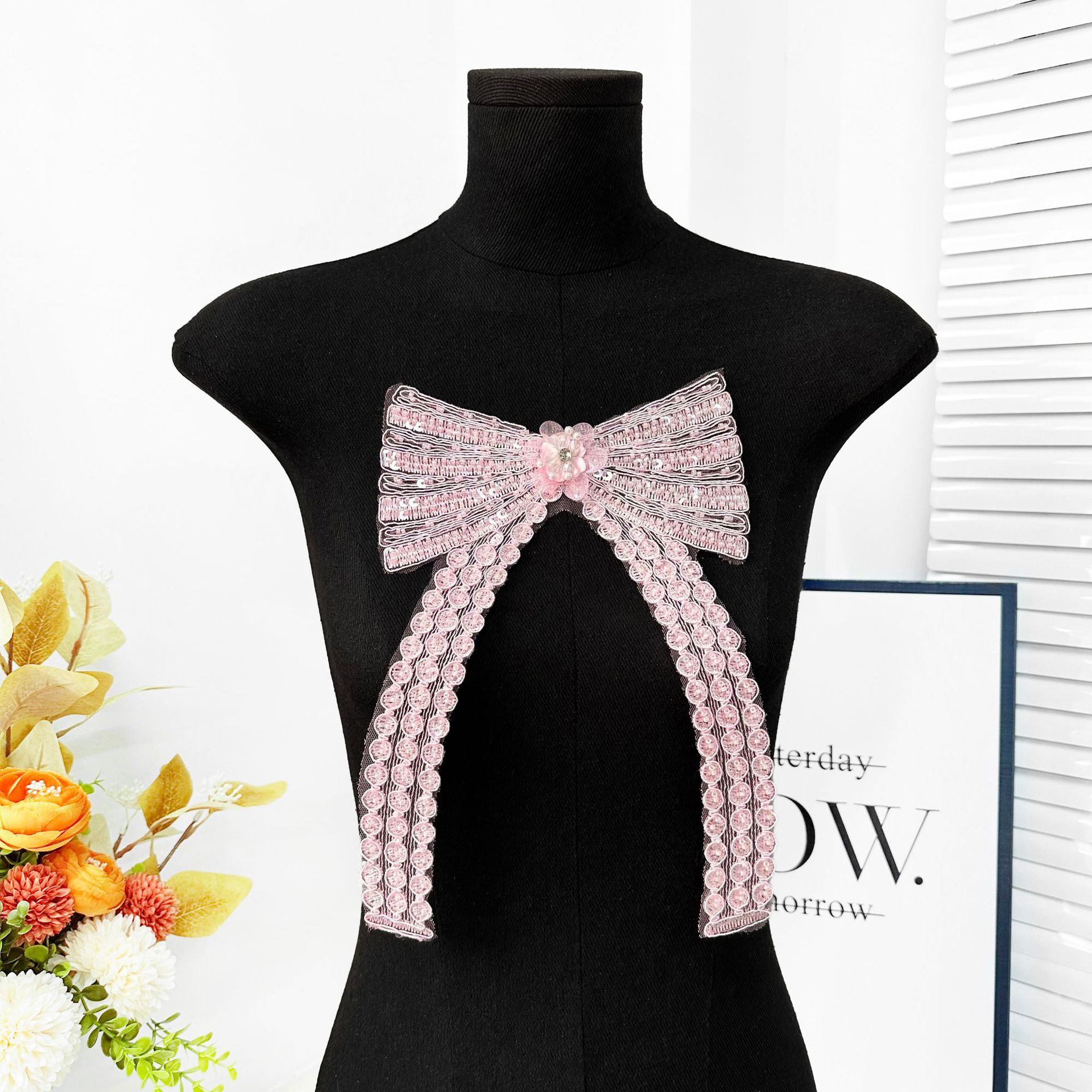 Fondo de malla encaje multicolor cuentas lazo decoración verano camiseta vestido equipaje accesorios ropa