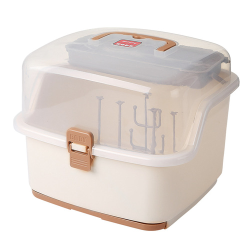 Portable baby bottle storage box, plastic baby tableware, milk powder box, children's products dust-proof storage rack
