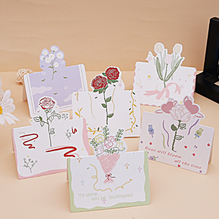 Mid-Autumn Festival Valentine's Day Card Printing Children's Day Picture Time-Lapse Rose Ribbon Flat Universal Greeting Card Mother's Day