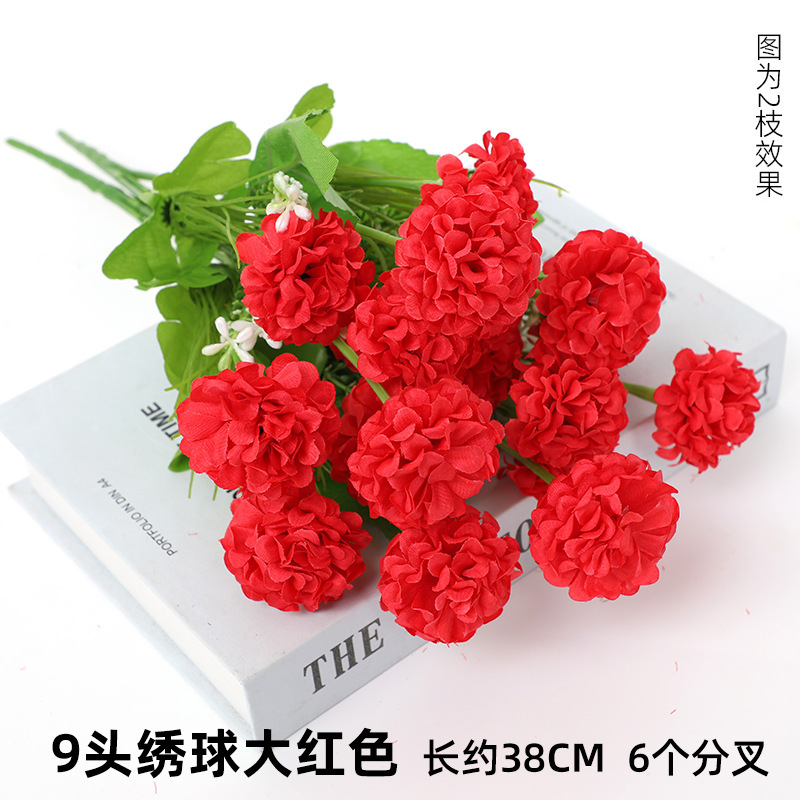 9 hortensias rojas grandes