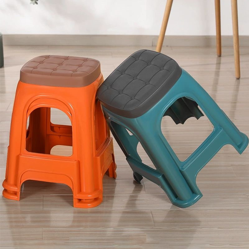 Штабелируемые табуреты для домашнего использования, утолщенные пластиковые квадратные табуреты, простые скамейки для гостиной, высокие табуреты для ванной комнаты, стулья для обеденного стола.