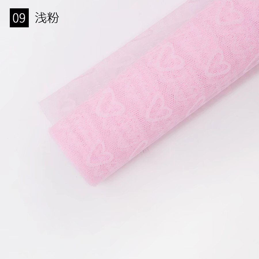 Fábrica de fiestas de flores al por mayor nuevo amor Jacquard flor envasado hilo de malla florista de color sólido