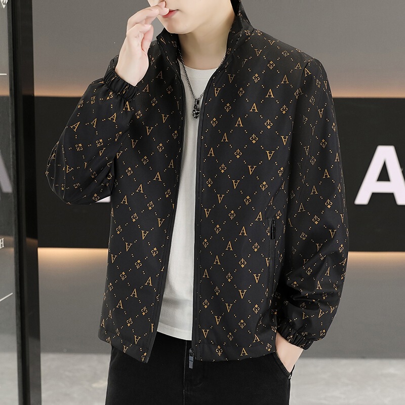 Jinshengjia - Spring New Men's Jacket, Fashionable Casual Trendy Stand-Collar Versatile Jacket Men's Outerwear