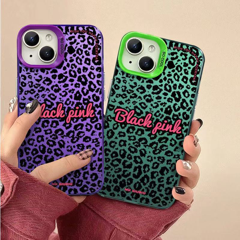 Aplicable Apple 16promax funda para teléfono móvil leopardo iphone15 color plata carcasa 14IMD dura 13p láser rosa