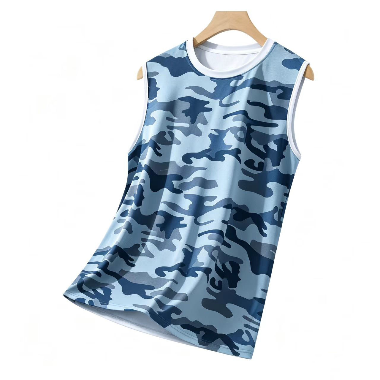 New camouflage quick-dry vest for men, mesh breathable sports vest, outdoor fitness top