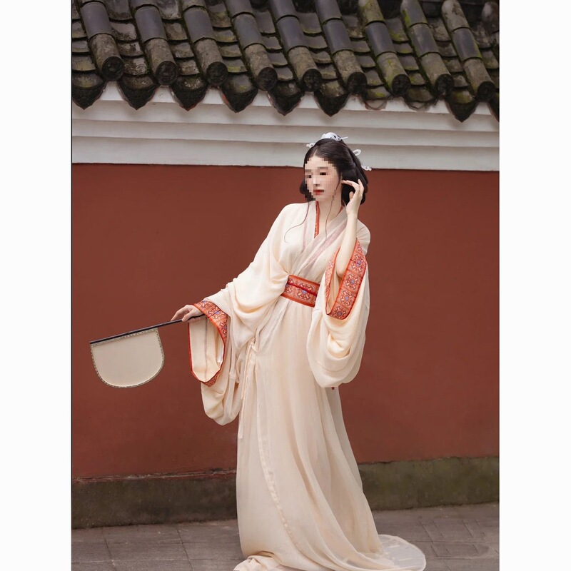 New Original Hanfu for Women, Warring States Period, Ma Shan Chu Tomb, Straight Hem, Traditional Cross-Collar, Ancient Style, Large Size, Full Set for Spring and Autumn