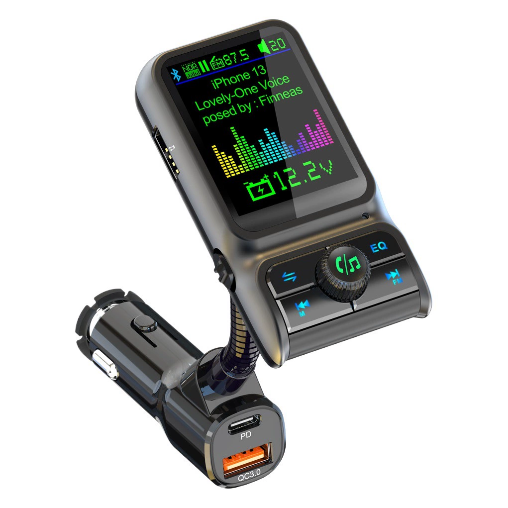 Автомобильный Bluetooth-плеер BC85 поддерживает быструю зарядку QC3.0 и PD с помощью стержня 1,77-дюймового цветного экрана EQ регулировки звуковых эффектов