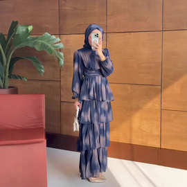 亚马逊欧美跨境2025年冬季新款复古柔美长袖长裙轻盈舒适连衣裙女