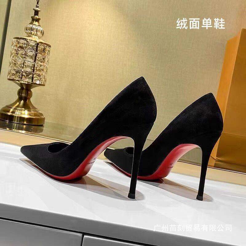 2025 New Autumn Bed-Cut Men's High Heels Stiletto Heels Flirting Black Sexy Disposable Red Bottom Professional