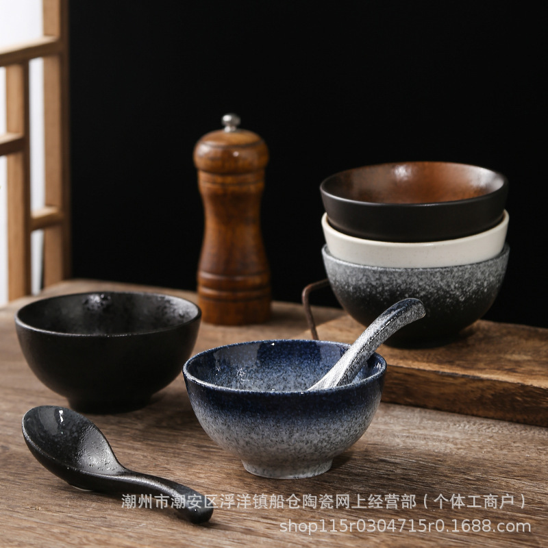 Bowl Household Creative Single Exquisite Cute Tableware Personalized Rice Bowl Ceramic Dessert Bowl Small Soup Bowl Rice Bowl Japanese-style