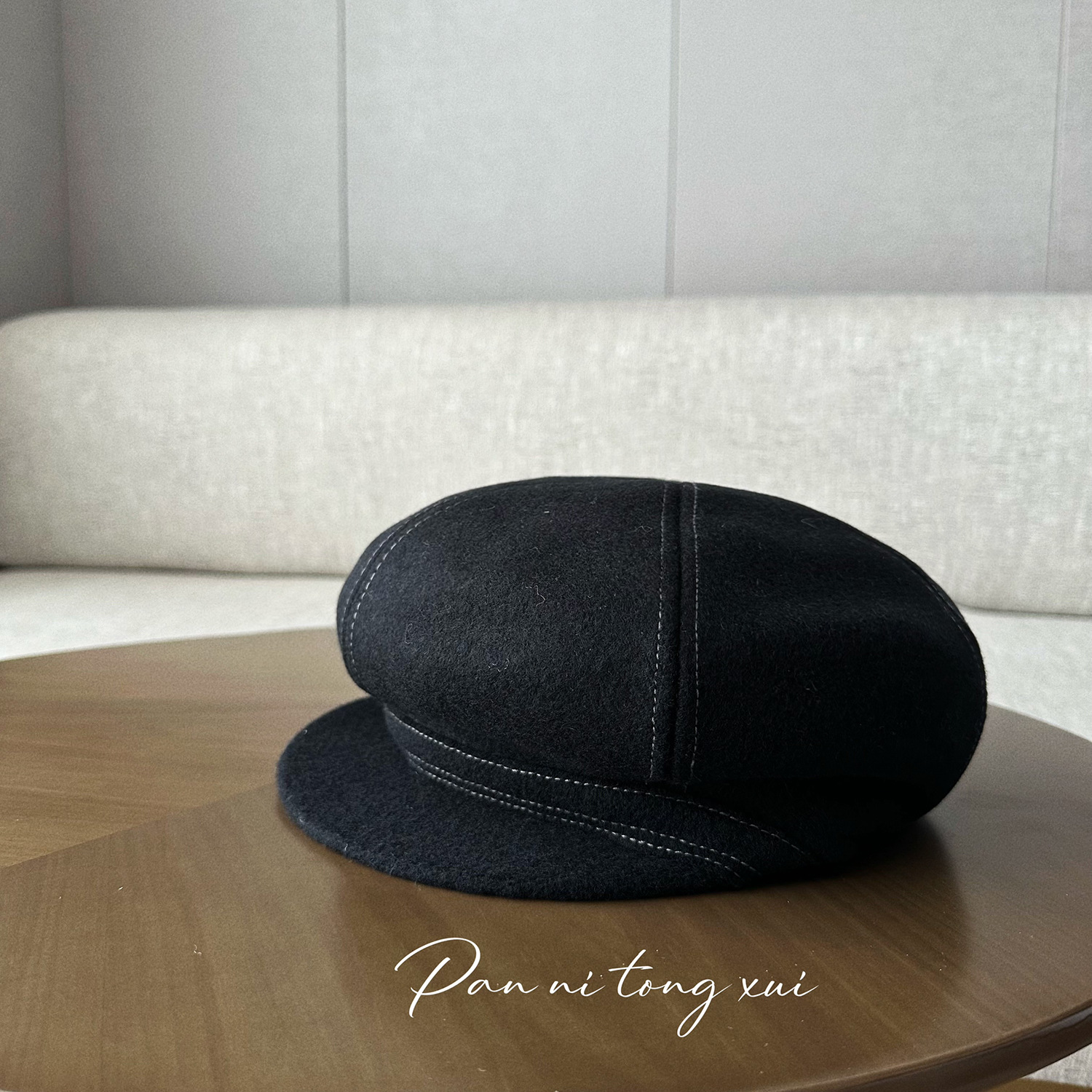 Unisex Achteckmütze aus reiner Wolle für Damen, einfarbig, warme Mütze für Herbst und Winter, Wintermode, Maillard-Windmütze_voghion.com