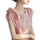 2025 New French Style High-end Chiffon Shirt Women's Niche Beautiful Elegant Short-sleeved Loose Pink Top for Summer