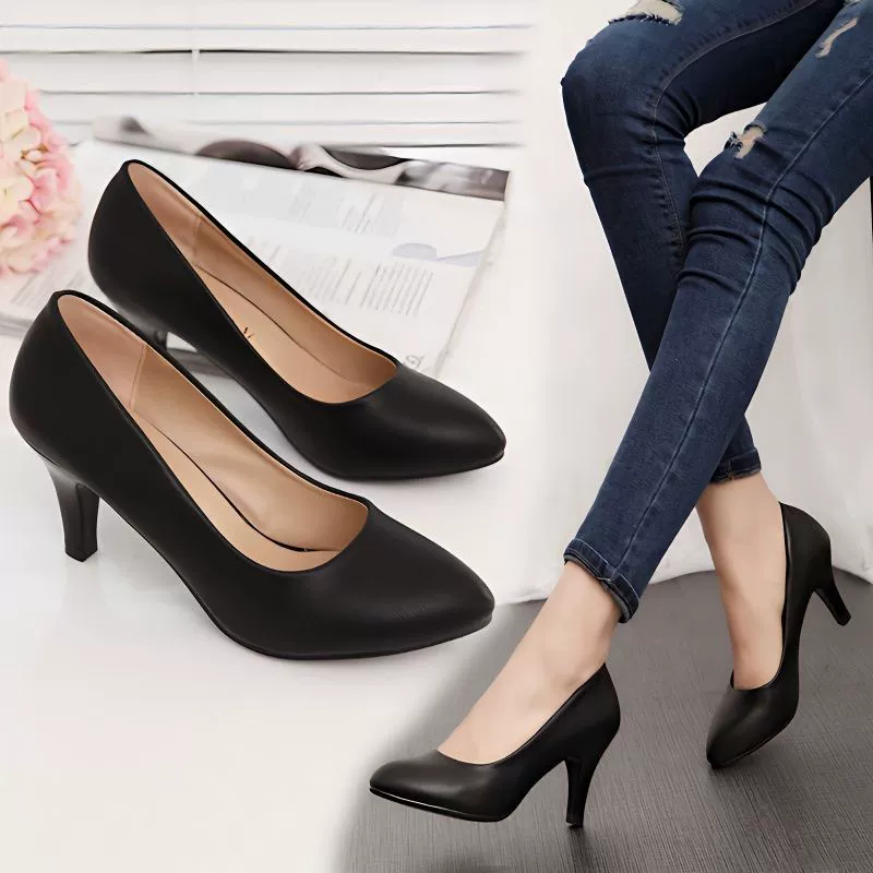 Dai fa весна и осень новые черные туфли женские туфли на высоком каблуке