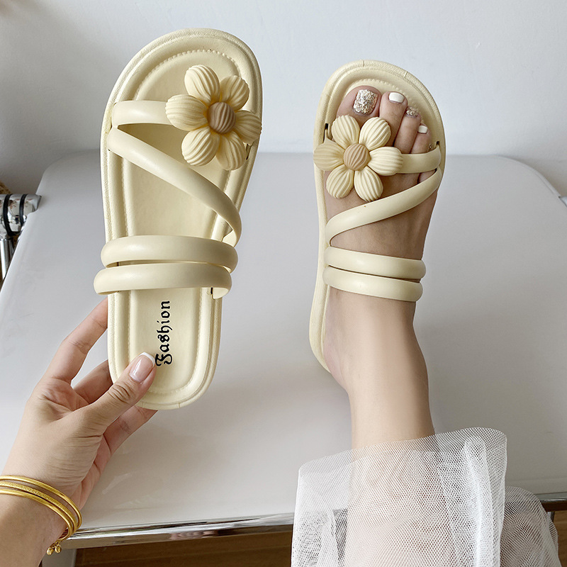 Trendy Popular Floral For Women, Thick-soled, Non-slip, New Fashion Summer Fairy-style Flat Beach Sandals_vogvips.com