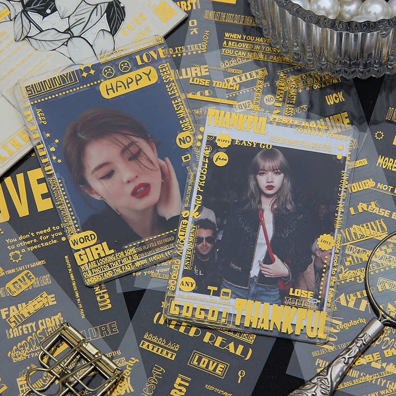 Memoria de la luz de la mañana retro estampado impermeable pet pegatinas de contabilidad creativas letras inglesas palabras populares diarios pegatinas decorativas