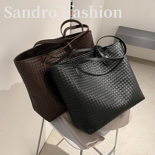 Large-capacity women's bag  summer new style woven shoulder portable solid color internet celebrity armpit tote bag
