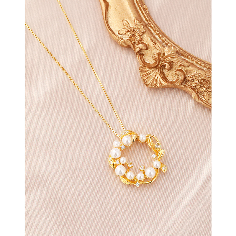 Collar de perlas artificiales de plata esterlina 925 mujeres de verano lujoso ligero nicho de moda de alto nivel colgante collar collar collar collar