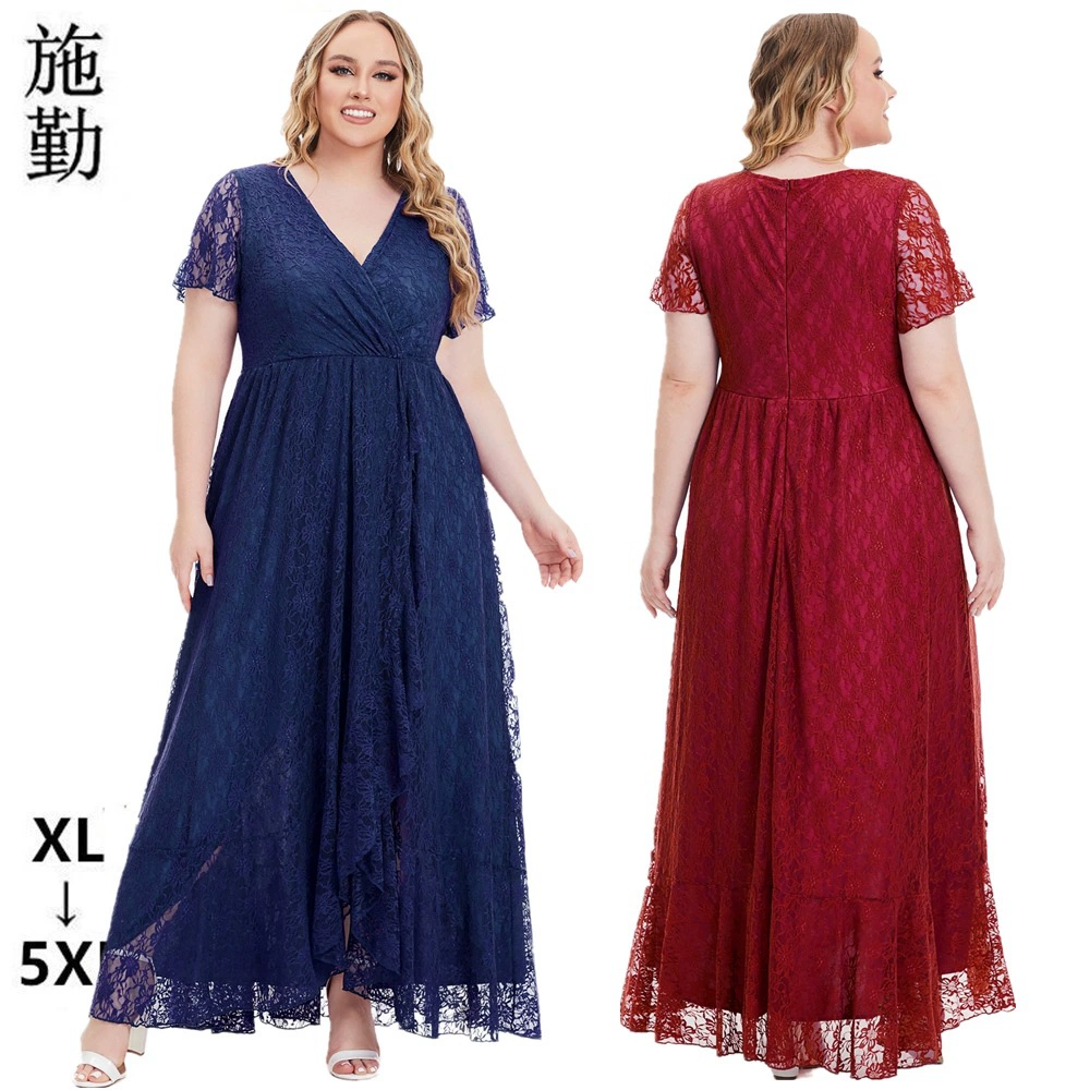 Новое вечернее платье для женщин больших размеров в европейском и американском стиле, кружевное платье для подружек невесты, SQ0238, для трансграничной торговли Amazon.