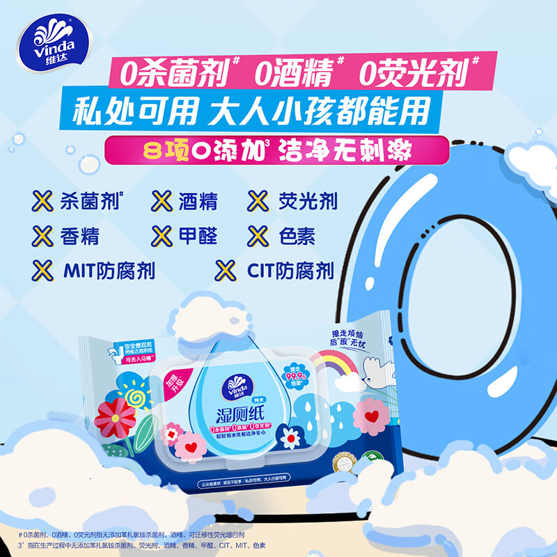 Papel higiénico húmedo Vinda, 40 piezas para uso doméstico, especialmente diseñado para hombres y mujeres para limpiar glúteos y partes íntimas, las toallitas húmedas son refrescantes y limpias.