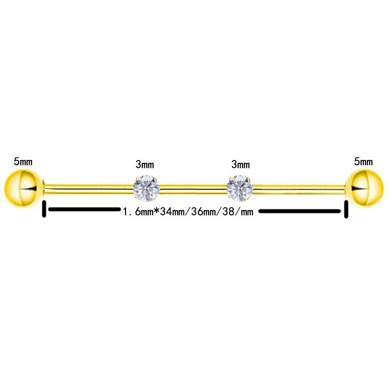 F136 Titanium Alloy Implant Grade Inner Spiral Tragus Ear Piercing Double-Ended Straight Rod with Zircon Ear Bridge Nail detail image 11
