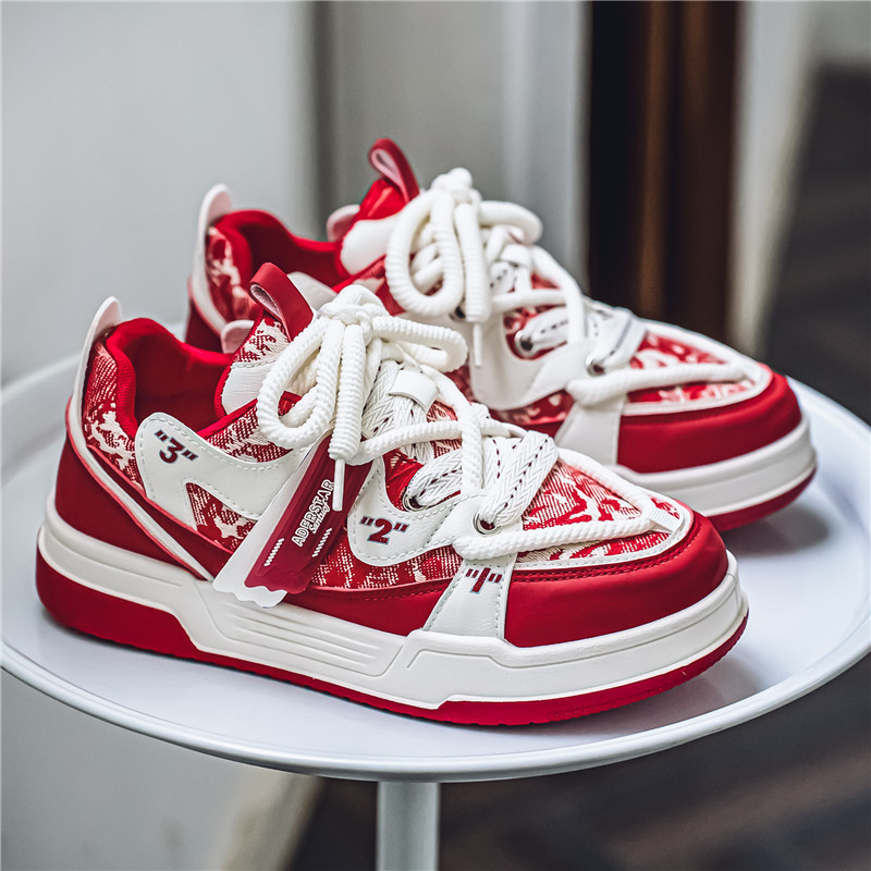 Men's Shoes 2026 Spring and Autumn New Style Red Retro Casual Sports Summer Height-Increasing Non-Slip Design Trendy Sneakers