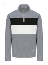 men's Color Block Half Zip Collared Long Sleeve T Shirt�羳