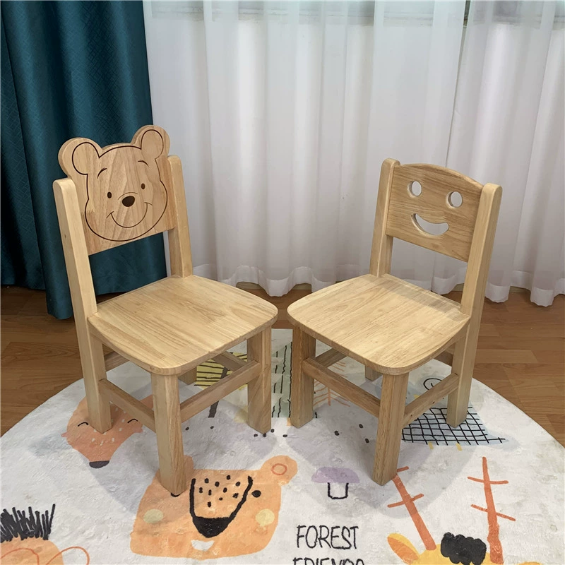 Детский студенческий стул из цельного дерева с героями мультфильмов, детский сад, милый Детский обучающий стол и стул, детский сад, стул медведя