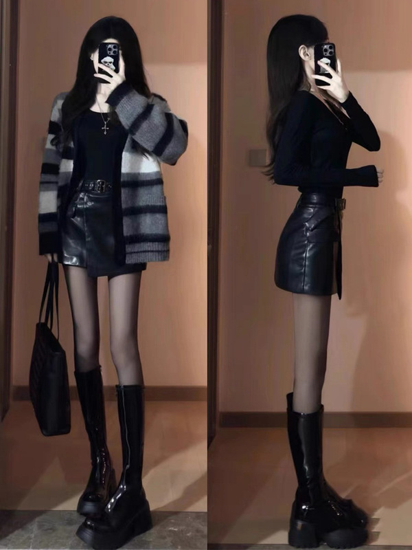 Matching High-End Korean Drama Outfit Set for Women, Winter Style Elegant Sister Winter Dress, Chanel-Style Deep Dress