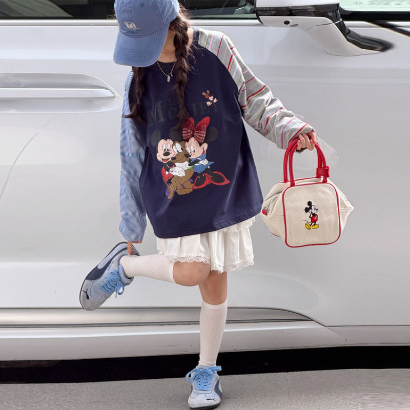 Zhili children's cartoon long-sleeved T-shirt for girls, spring and autumn 2026 new style, casual loose printed T-shirt for medium and large children.