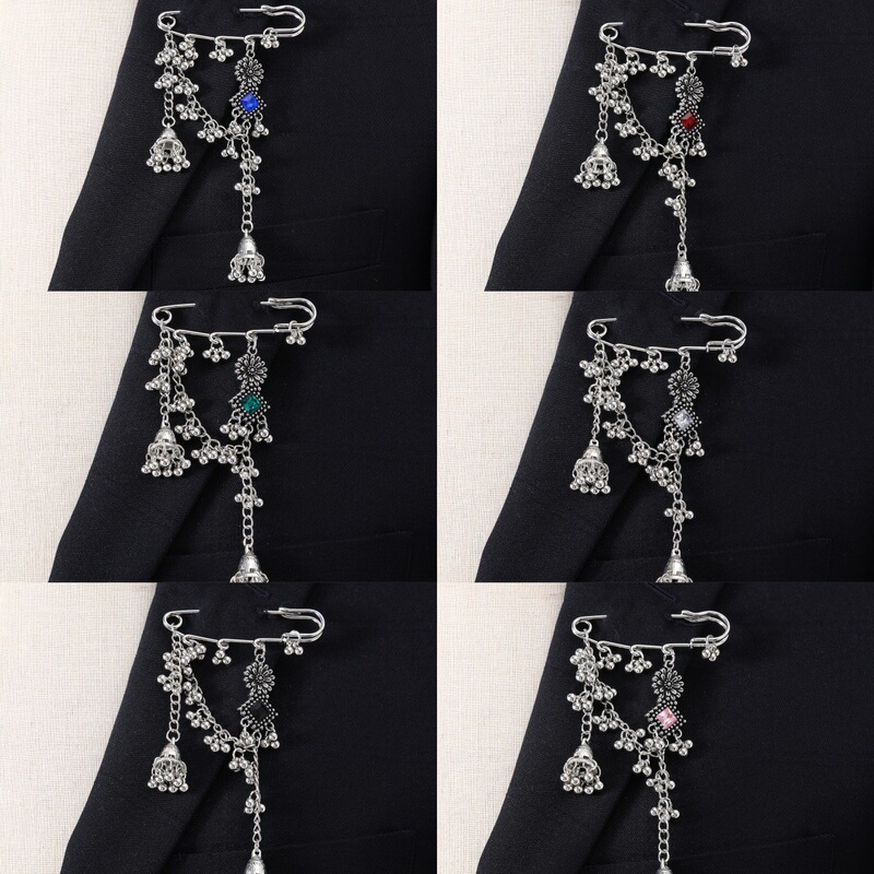 Cross-Border New European and American Fashion Accessories Bohemian Retro Design Pins Ethnic Style Tassel Brooches for Women Cross-Border New European and American Fashion Accessories Bohemian Retro Design Pins Ethnic Style Tassel Brooches for Women