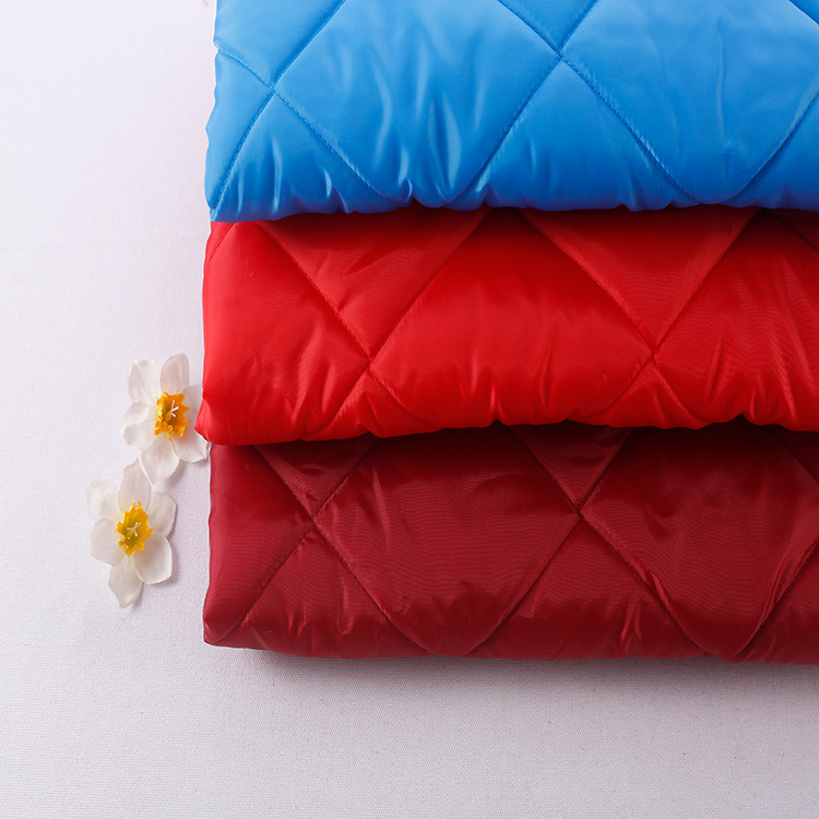 工厂批发210T涤塔夫舒美绸绗缝面料 超声波绗缝压棉服装里布