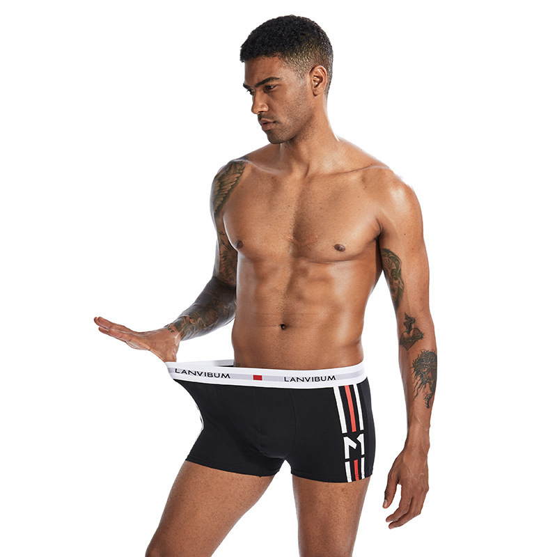 LANVIBUM men's underwear sports underwear men's boxer pants sexy cotton boxer men's underwear print