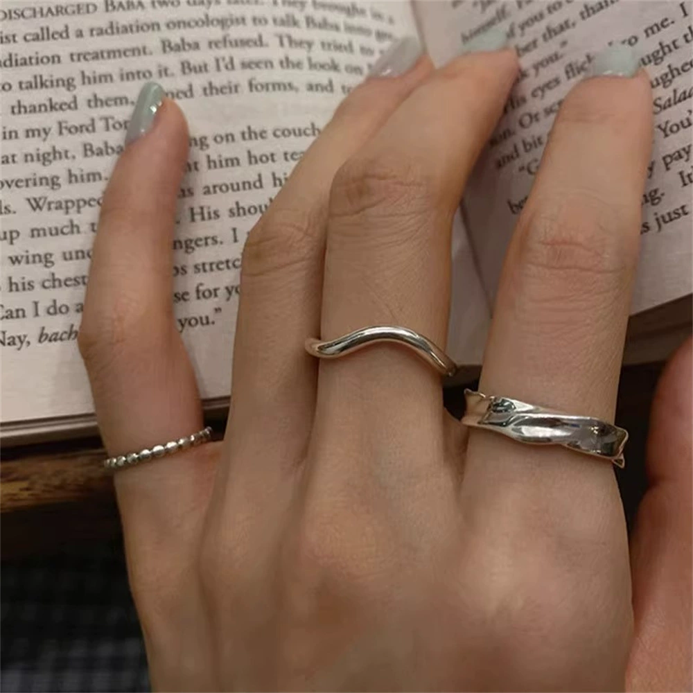 Ретро модное кольцо, круглые бусинки, корейский стиль, образец 925 пробы, на указательном пальце