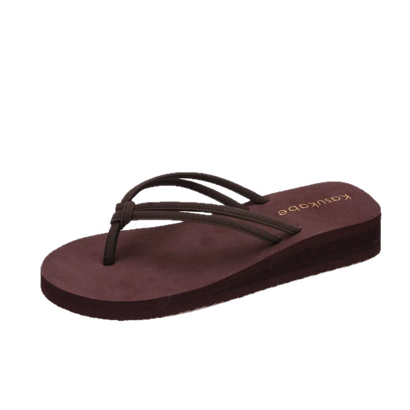 Minimalistische strandsandalen met hoge hak en teenbandje, topkwaliteit, dikke antislipzool, sleehak, teenslippers voor dames, zomerse mode, outdoor trend_voghion.com