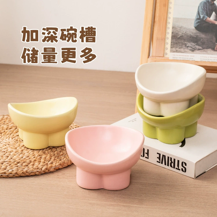 Миска для кошек, керамическая миска для еды, миска для воды, защита шейного отдела позвоночника, высокая наклонная миска, поилка для кошек, миска для домашних животных, миска для риса для собак, миска для еды