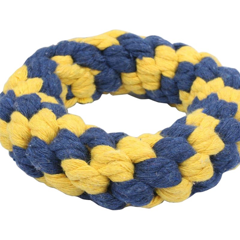 Juguetes para perros de gran venta transfronterizos, juguetes de cuerda de algodón navideños tejidos, juguetes de teething resistentes a las mordidas para cachorros con forma de dona.