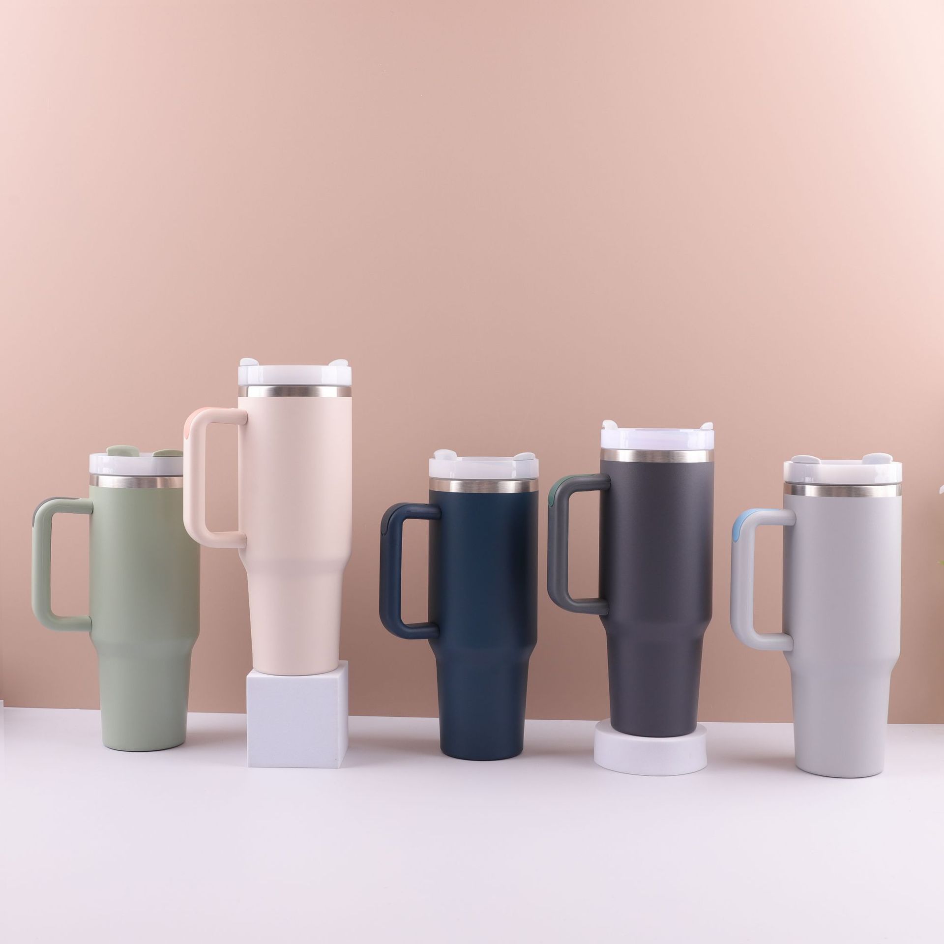 Transfronterizo 40oz mango de acero inoxidable taza de automóvil de doble capa con paja de alta capacidad de automóvil al aire libre taza de hielo portátil