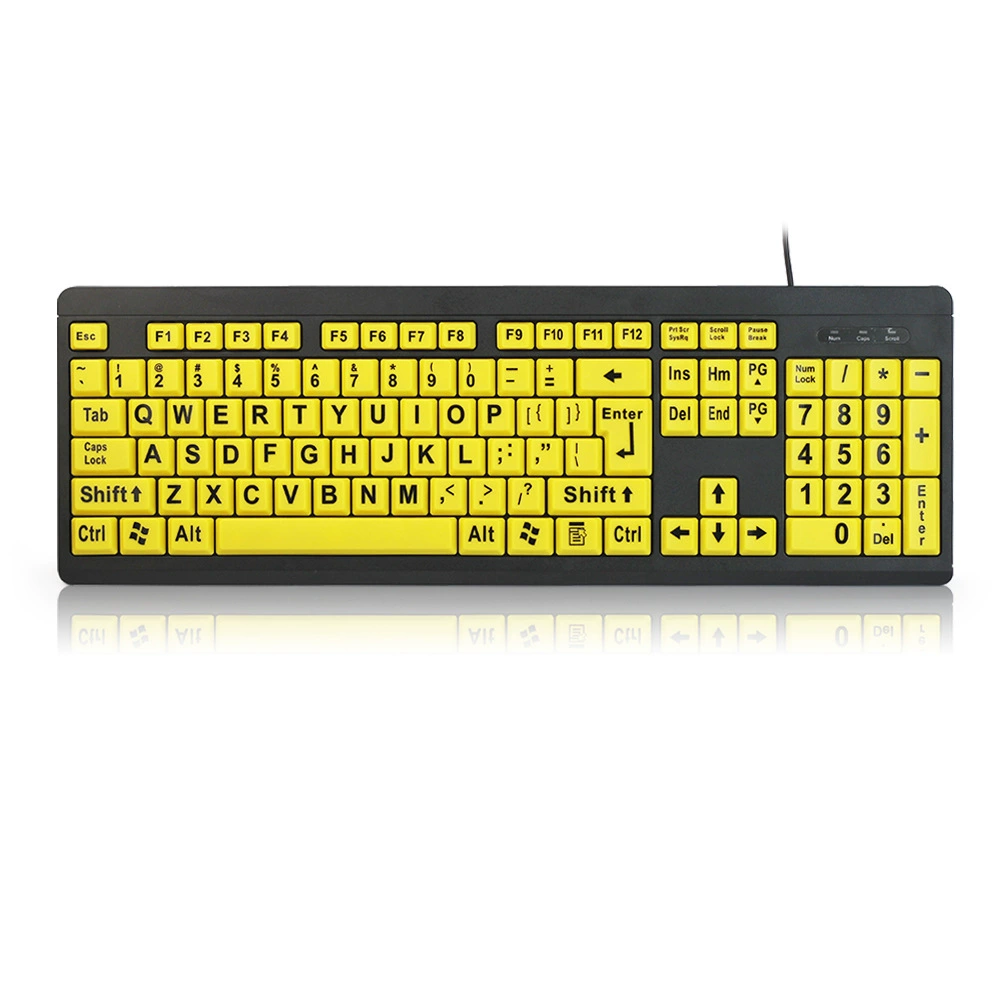 Yellow keyboard for elderly, T801, for middle age