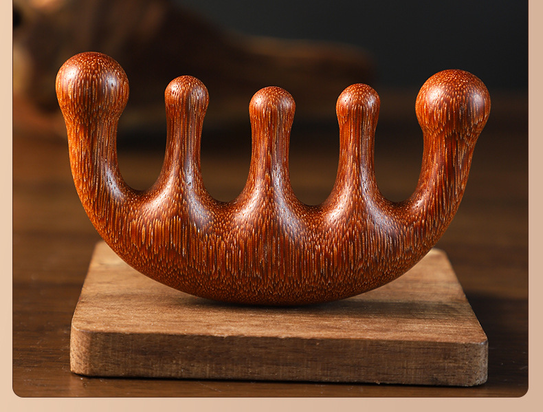 Sandalwood Scalp Massage Comb Five Claw Head Therapy Rake for Meridian Relaxation preparation